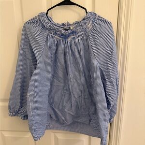 J. Crew Blue and White Striped Blouse